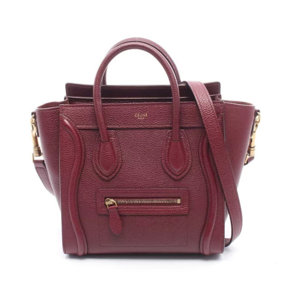 Celine Luggage Tote Shopper Handbag Leather Purple